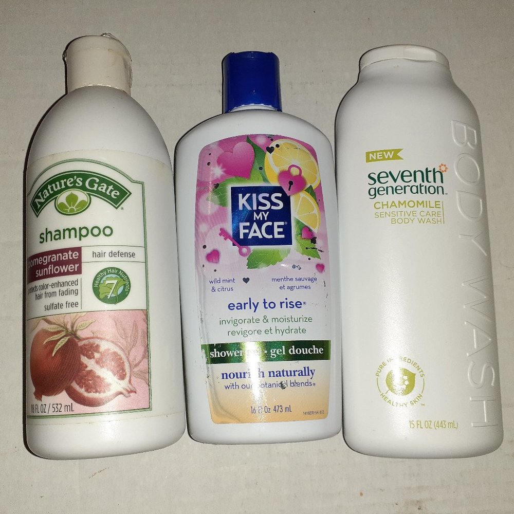 Lot of 3 Kiss My Face Shower Gel Natures Gate Sham